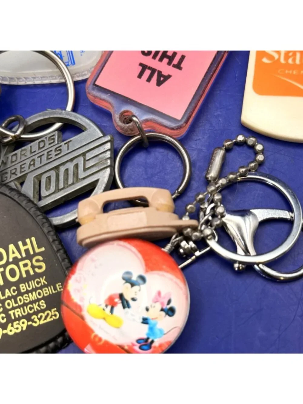 Vintage Advertising Keychain Lot Dealerships Auto Farm Disney RCA 1960s-1990s